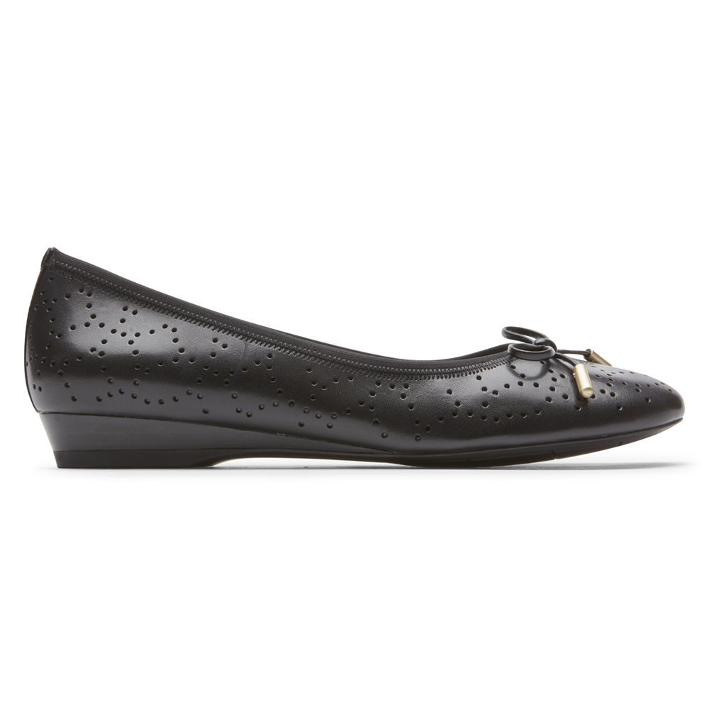 Sapatos Frouxos Rockport Mulher Pretas - Total Motion Shea Perforated Bow - 27586GDQN